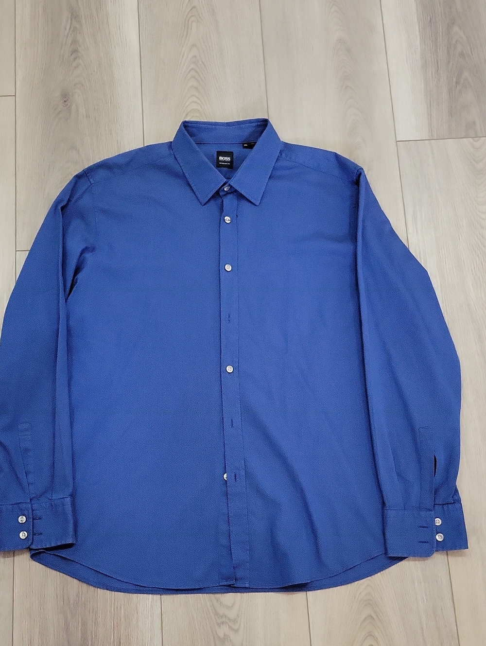 BOSS Men's Blue Long-Sleeve Dress Shirt